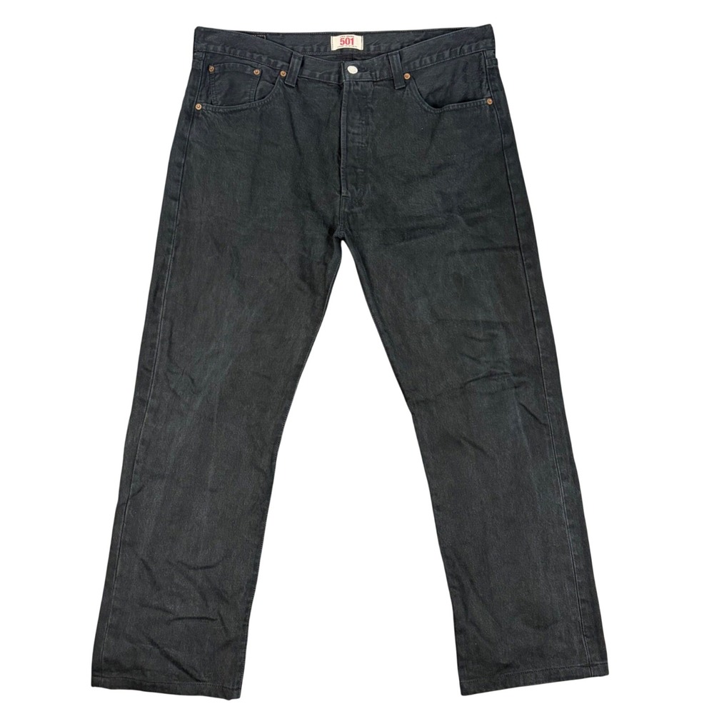 Levi's Jeans Men 38x36 Black 501 Original Straight Leg Button Fly Denim Pants